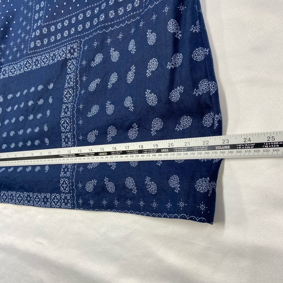 EUC J. Crew Linen Blend Blue Bandana Print T Back Dress Cotton Lined Size 14 - Picture 8 of 12